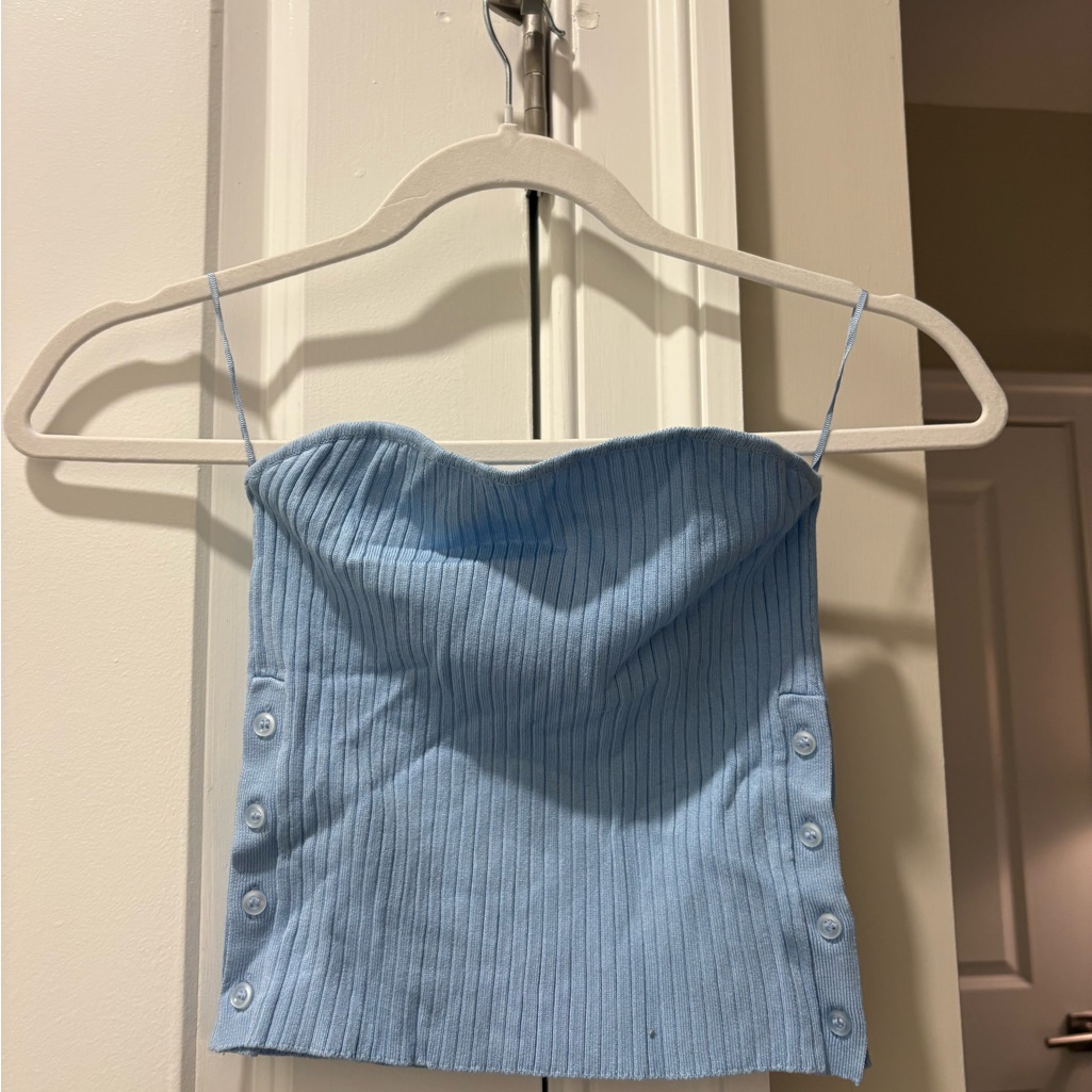Zara Light Blue Ribbed Camisole